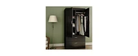 Slickblue Modern Two Door Wardrobe Armoire with Two Drawers and Hanging Rod Storage