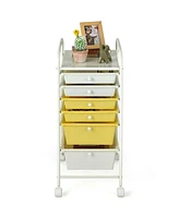 Gouun 6-Drawer Rolling Storage Cart with Clear Plastic Drawers and Lockable Wheels
