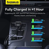 Baseus Enjoyment Pro Car Charger C + Retractable C & iP Cable 60W Cluster Black