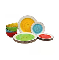 Slickblue 12-Piece Ceramic Dinner Set Service for 4 for Dining and Entertaining