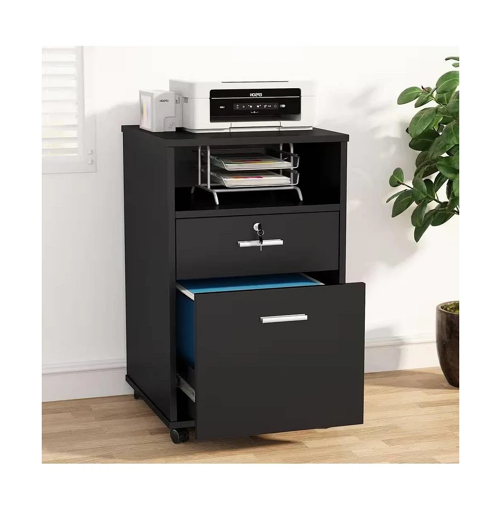 Slickblue Rolling 2-Drawer Mobile File Cabinet Printer Stand Office Cart on Wheels