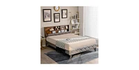 Slickblue Velvet Upholstered Platform Bed with Storage Headboard