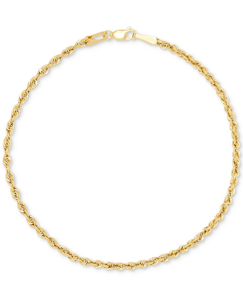 Classic Rope Link Chain Bracelet (2-1/3mm) in 10k Gold