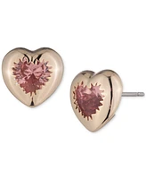 Givenchy Gold-Tone Stone Heart Statement Stud Earrings