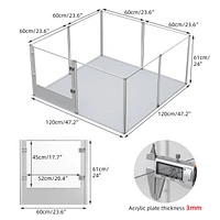 Bingopaw Clear Acrylic Pet Whelping Pen Box Dog Playpen Fence w/ Waterproof Fertility Pad