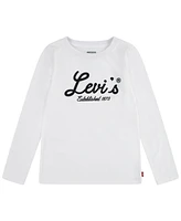 Levi's Toddler and Little Girls Long Sleeve Script Logo T-shirt