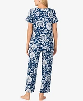 Ellen Tracy Women's Short Sleeve Long Pajama Set