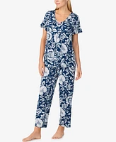 Ellen Tracy Women's Short Sleeve Long Pajama Set