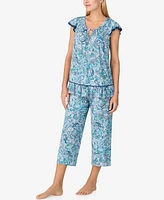 Ellen Tracy Women's Short Sleeve Crop Pajama Set