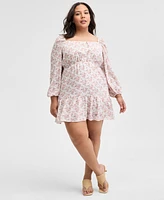 And Now This Trendy Plus Printed Peasant Mini Dress, Exclusively at Macy's