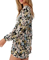 O'Neill Juniors' Kieran Printed Blouson-Sleeve Mini Dress