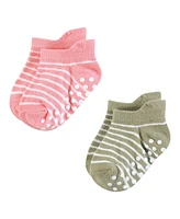 Hudson Baby Girls Non-Skid No-Show Socks Asst Stripes