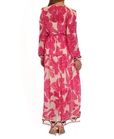 julia jordan Women's Floral-Print Tie-Waist Maxi Dress