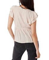 O'Neill Juniors' Deji Layered Flutter-Sleeve Top