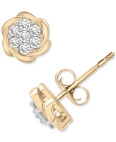 2-Pc. Set Diamond Floral Pendant Necklace & Earrings (1/2 ct. t.w.) in 14k Gold-Plated Sterling Silver, Exclusively at Macy's