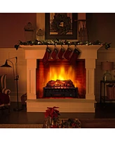 Gymax 26 Inches Infrared Quartz Electric Fireplace Log Heater with Realistic Pinewood