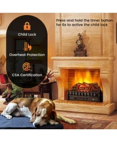 Gymax 26 Inches Infrared Quartz Electric Fireplace Log Heater with Realistic Pinewood