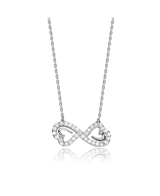 Sterling Silver White Gold Plated Cubic Zirconia Dainty Bow Neckalce