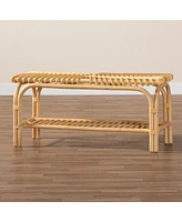 Bali & Pari Himari Modern Bohemian Natural Brown Rattan Accent Bench