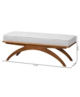Baxton Studio Orella Japandi Light Grey Boucle Fabric and Walnut Brown Finished Wood Bench