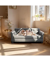 Bingopaw Luxury Large Dog Bed Pet Snuggle Sofa with Microfiber Leather Upholstered Sofa Bed