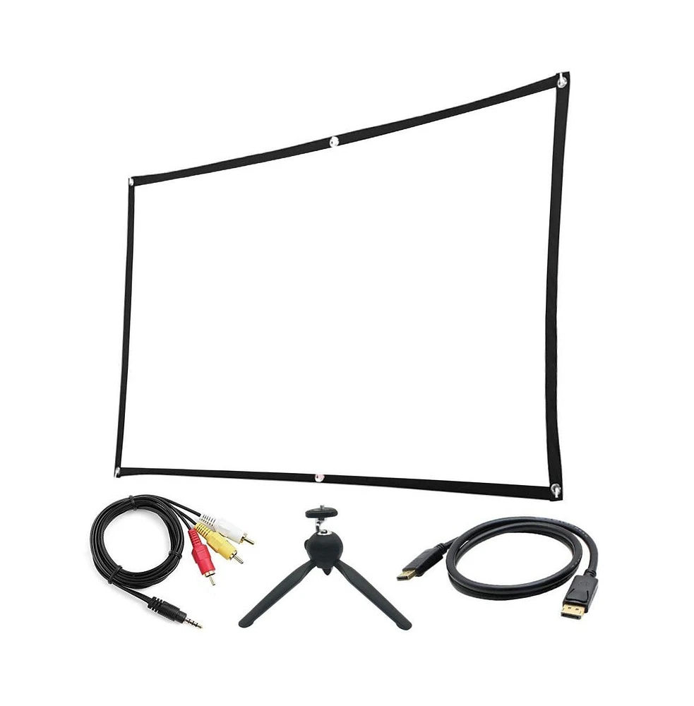 Impecca Universal Accessory Kit for Home Theatre Projectors, Indoor/Outdoor 100" Projecting Screen, Tripod, Hdmi & A/V Cable