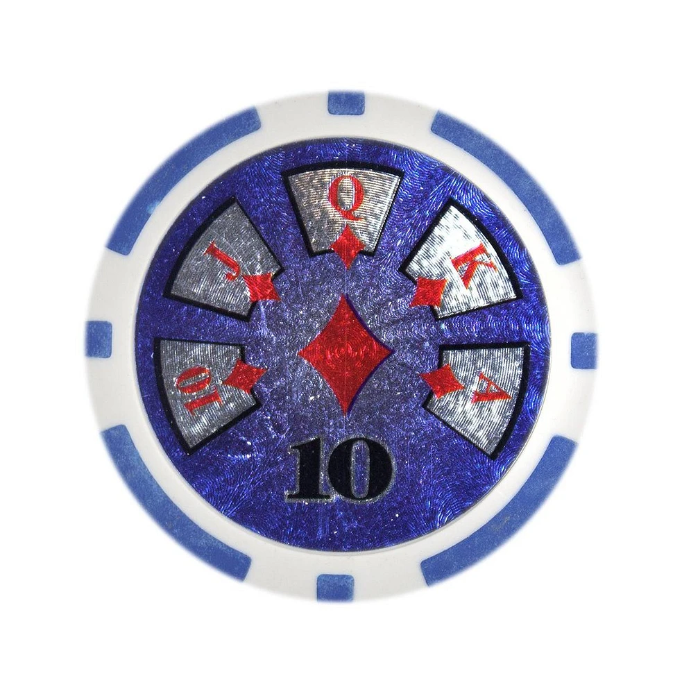 Slickblue Hi Roller Holo Inlay Poker Chips 25-Pack - Clay Composite, $10 Denomination for Card Games