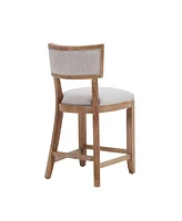 The Pop Home 26.5" Counter Height Bar Stools Set of 2, Upholstered with Backrest and Rubber Wood Frame-The