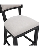 The Pop Home 26.5" Counter Height Bar Stools Set of 2, Upholstered with Backrest and Rubber Wood Frame-The