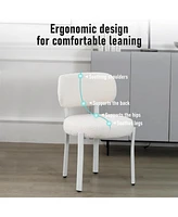 Dyhome Dining Chairs Set of 2, Upholstered Modern Dining Room Chairs, Tufted Sherpa Boucle Kitchen Chairs, Mid Century Dining Chair with White Metal L