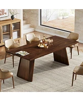 Tribesigns 70-Inch Dining Table for 6 to 8 People, Farmhouse Wooden Kitchen Table, Rectangular Dinner Table with Large Tabletop for Dining Room, Kitch