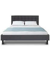 Slickblue Mid-Century Modern Upholstered Platform Bed Frame with Headboard