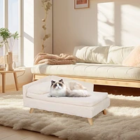 Bingopaw L Shape Dog Sofa Bed Rubber Wood Legs with Cushion Mat Pillow Cat Chaise Stool