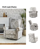 Hulala Home Evelia Floral Swivel Rocker Manual Recliner