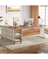 Tribesigns L-Shaped Executive Office Desk, 78.74" Large Computer Desk with Drawer and Lateral File Cabinet, Home Business Workstation Set with Storage
