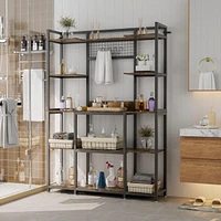 Unho 5 Tier Storage Shelf Bookcase: Bookshelf with Metal Frame for Living Room Display Shelf