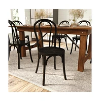 Merrick Lane Lowry Set Of 2 Thonet Style Stackable Solid Wood Dining Chairs