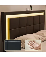 Dyhome Bed Frame with Led Lights and 4 Storage Drawers