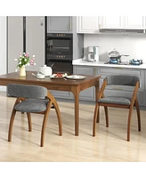 Gymax Dining Chair Set of 4 w/ Padded Cushion Curved Back Arched Rubber Wood Legs