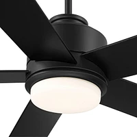 Casa Vieja 52" Grand Palm Matte Black Led Damp Rated Fan with Remote