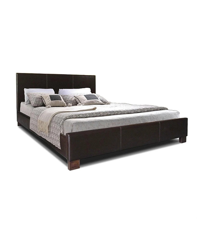 Slickblue Faux Leather Upholstered Platform Bed Frame with Headboard