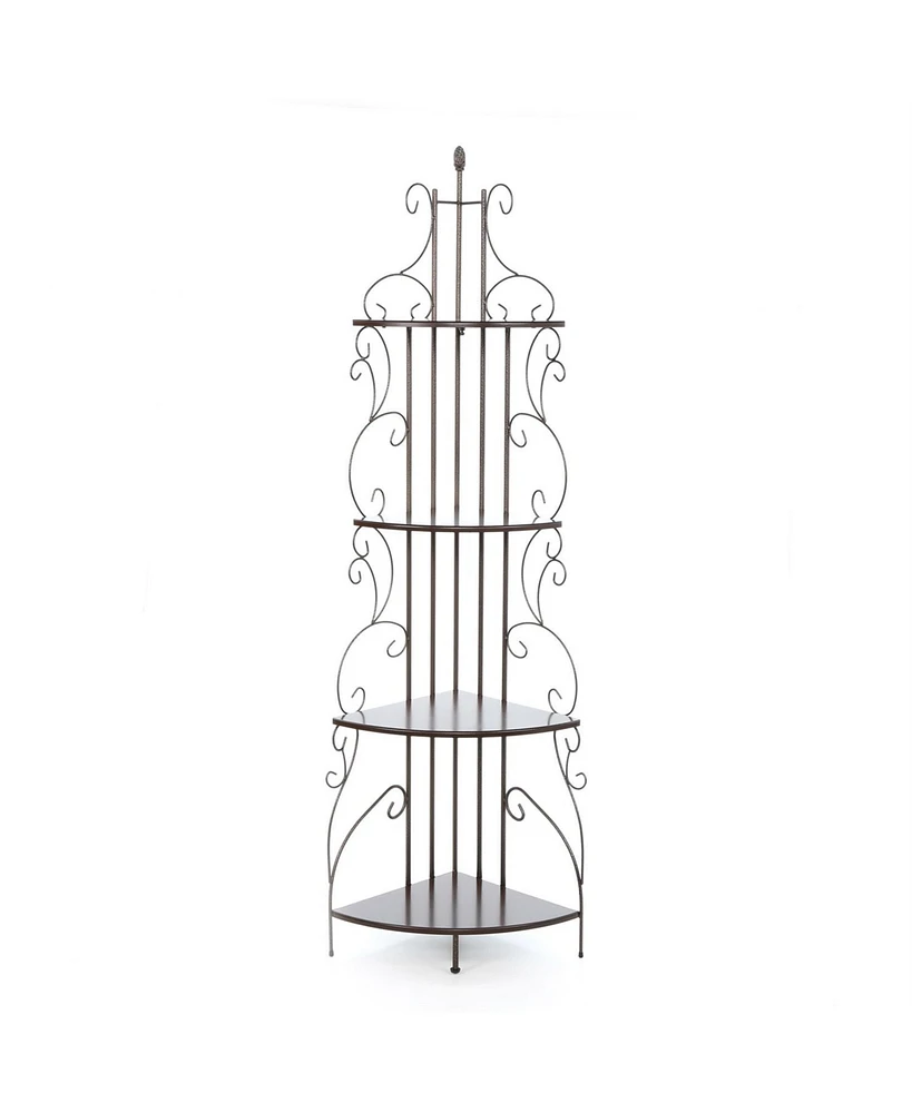 Slickblue Ornate 4-Tier Metal Corner Bakers Rack Kitchen Dining Shelf