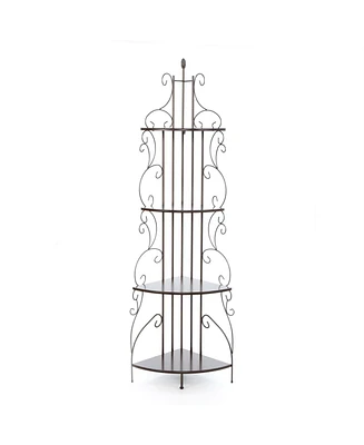 Slickblue Ornate 4-Tier Metal Corner Bakers Rack Kitchen Dining Shelf