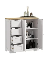 Homcom Bathroom Floor Cabinet with Adjustable Shelf and Drawers,