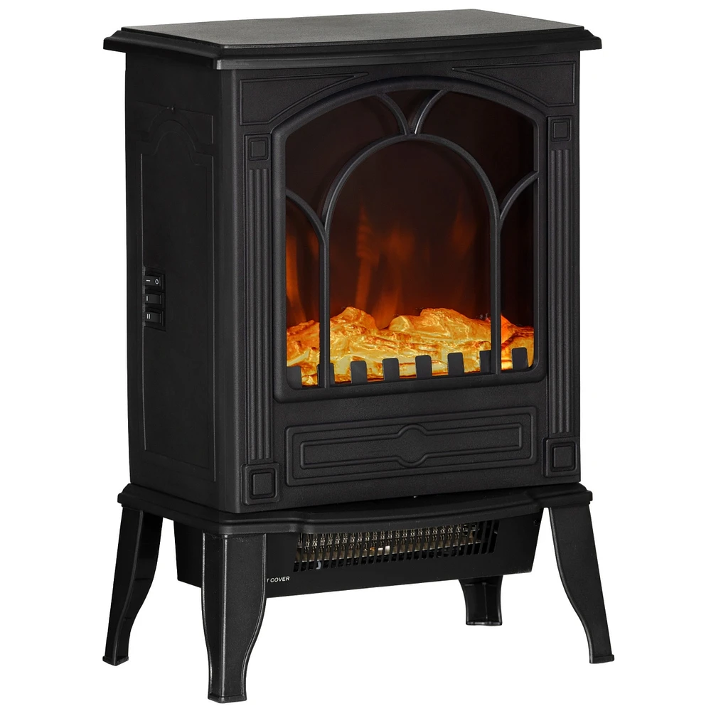 Homcom Electric Fireplace Stove with Overheat Protection 750W/1500W,