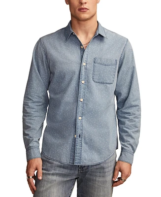 Lucky Brand Men's Long Sleeve Dot-Print Button-Front Poplin Shirt