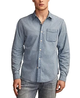 Lucky Brand Men's Long Sleeve Dot-Print Button-Front Poplin Shirt