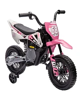 Qaba 12V Kids Motorcycle W/ Twist Grip Throttle, Rear Suspension,