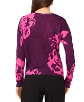 Vince Camuto Women's Floral Crewneck Long-Sleeve Sweater