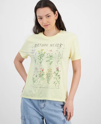 Love Tribe Juniors' Nature Heals Flower T-Shirt